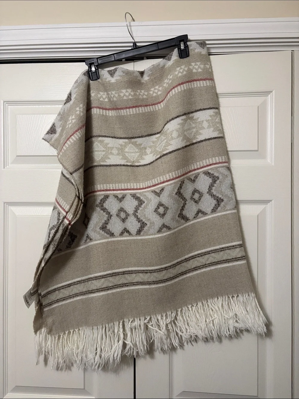 Neutral Aztec Fringe Throw Blanket